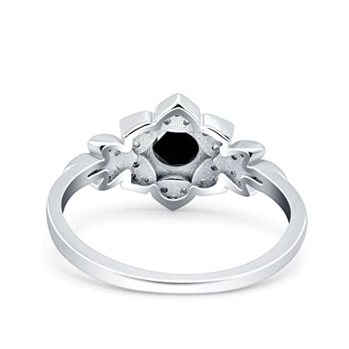 Blue Apple Co. Halo Art Deco Cluster Floral Wedding Engagement Ring Round Simulated Cubic Zirconia 925 Sterling Silver3