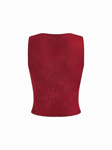 Image of CIDER Lace Crop Tank Tops for Women Going Out V Neck Sleeveless Ruched Tops Trendy Y2K Summer Outfits