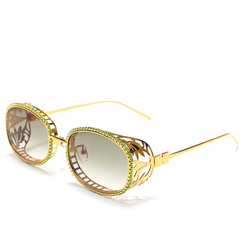 Vintage Oval Diamond Sunglasses Men Women Oval Crystal Eye Protection Punk Eyewear UV400