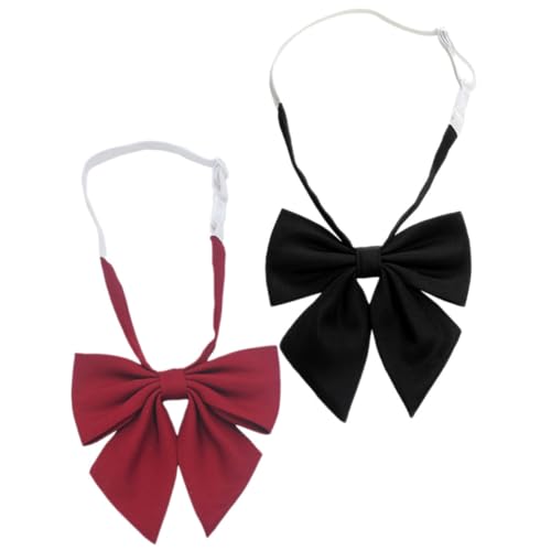 2pcs Adjustable Bow Ties for Women Pre-tied Collar Bowknot for Graduation Prom Wedding and Uniforms