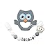 Clip Ciuccio Nome Personalizzato Per bambini Neonati Gufo giocattolo con Clip su misura Set di clip titolare di lovey in silicone Lettera perline BPA gratis masticabile catena di soother - grigio