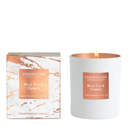 Stoneglow Luna Collection - Wild Fig & Cassis 220 Grams Scented Candle (White & Copper)