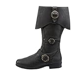 BIBOKAOKE Botas medievales para hombre, con punta de punta, botas de vaquero, botas de pirata, disfraz vikingo, botas altas por la rodilla, botas de piel sintética, tacón bajo, botas piratas, Estilo