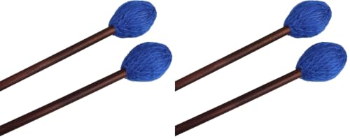 Image of Mr.Power Marimba Mallets Wood Handle Yarn Head with Maple Handle, Bass Percussion instruments Sticks (Soft Yarn Head, Blue) (Pack of 2)