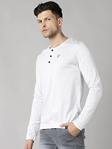 Image of Urbano Fashion Men's Solid Henley Neck Slim Fit Full Sleeve Cotton T-Shirt
