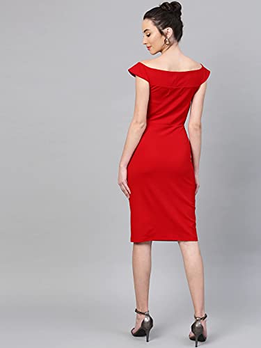 Image of Shasmi Women's Comfortable Mustard Sweetheart Neck Sleeveless Solid Midi Bodycon Casual Western Stylish Dress for Womens