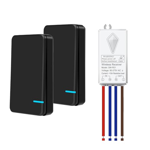 Kit interrupteur sans fil noir portée 400m NineLeaf pour ventilateur