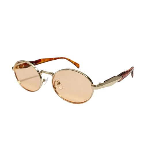 Lunettes de soleil rétro ovales en métal argenté et doré avec protection totale UV400