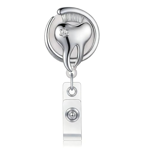 MEDFOLY Dental Tooth Badge Reel Retractable Medical Dentist ID Badge Holder Clip for Nurse Doctor Oral Care Healthcare Staff
