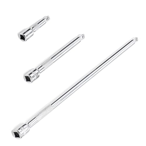 Uotyle Juego de 3 extensiones de 1/2 pulgada, barra de extensión de enchufe de acero al cromo vanadio para trinquete de enchufe (3 pulgadas + 5 pulgadas + 10 pulgadas)