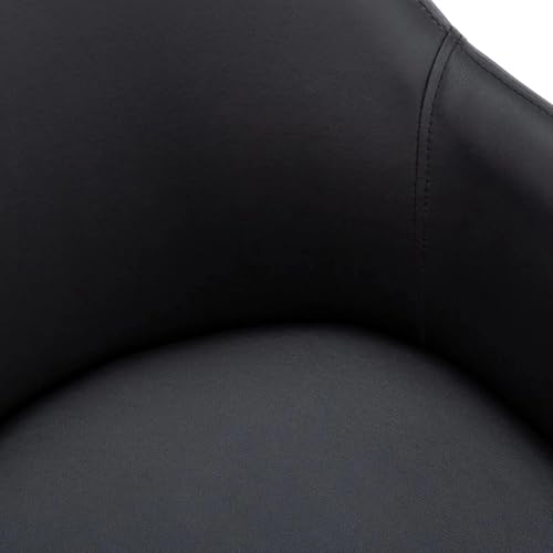 Image of Finch Fox Boom Faux Leather Armchair with Armrest & Backrest Upholstered Seat Living Room Dining Chair with Black Metal Legs in Black Color (Set of 4)
