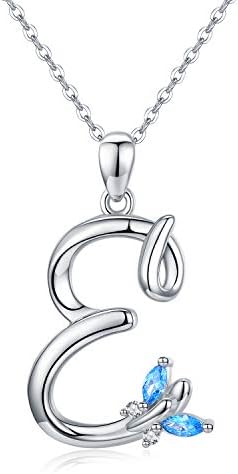 Initial Necklace Butterfly Silver Name Pendant Necklaces with 26 Alphabet Letter Personalised Jewellery Gifts for Women Girls Best Friends