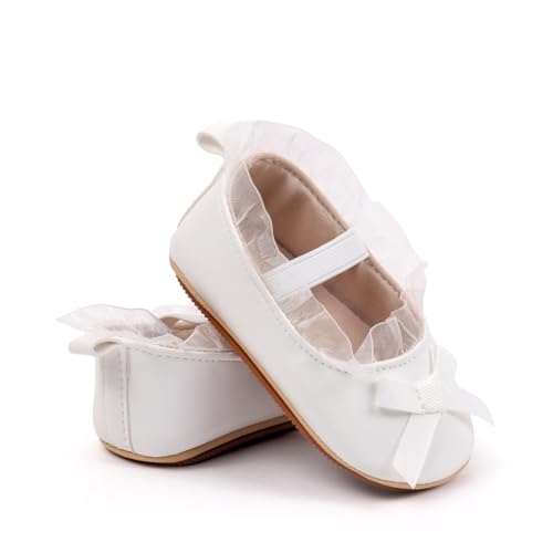 Baby Girls Lace Mary Jane Flats Anti-Slip Soft Rubber Sole Toddler Princess Dress Shoes4