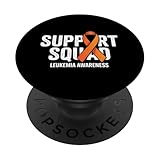 support squad - nastro arancione per la consapevolezza del cancro al sangue, leucemia popsockets popgrip adesivo
