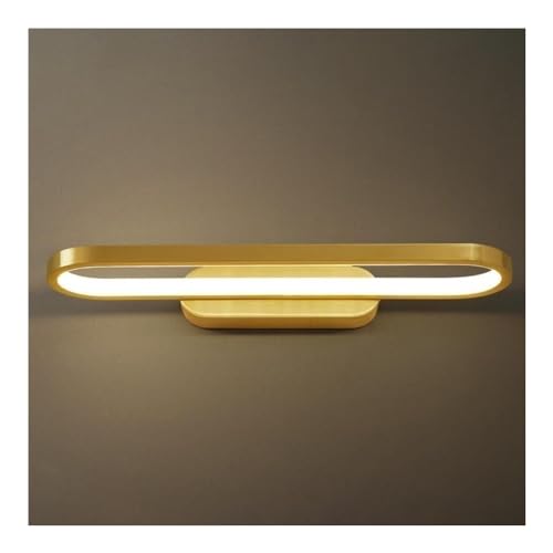 子供部屋装飾 調光可能 LED 浴室壁照明器具 | ロング リニア つや消し真鍮 バニティライト | モダンリング アンティーク ゴールド ベッドサイド 壁取り付けランプ 浴室 寝室用 (3色ライト)