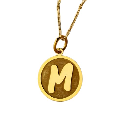 Colgante letra M de plata 925 de lujo 24mm chapado en oro para mujer