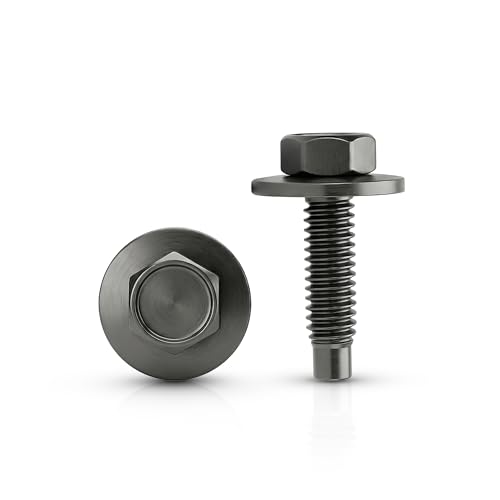 Image of 25 Pack Black Body Bolts - 5 /16 inch-18 x 1 3 /16 inch, 1 /2 inch Hex Head with 7 /8 inch Outer Diameter Washer - Dog Point Automotive Fasteners - Compatible with Ford Part 57041-S2