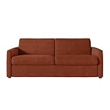 Fabrication européenne LOUNGITUDE Canapé Convertible Agathe système Couchage Express en Velours côtelé - Matelas épaisseur 13cm