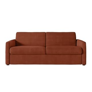 LOUNGITUDE Canapé Convertible Agathe système Couchage Express en Velours côtelé - Matelas épaisseur 13cm