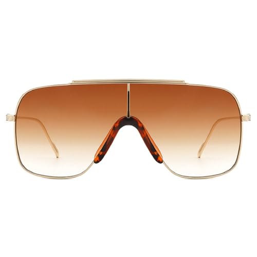 Retro Oversized Square Sunglasses for Women Men Vintage Large Metal Shield Shades Female One Piece Sunnies UV400 (leopard)