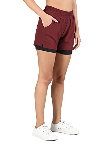 Image of CHKOKKO Gym Shorts for Women Workout Sports Running Quick Dry Fit Double Layer Inner Compression with Pockets Breathable Lightweight Wear