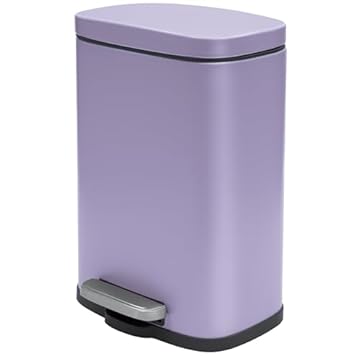 Spirella - Akira Pedal Bin 5 Litres, Stainless Steel, Soft-Close with Inner Bucket, Bathroom, Waste Bin with Fall Brake, Matt Lavender
