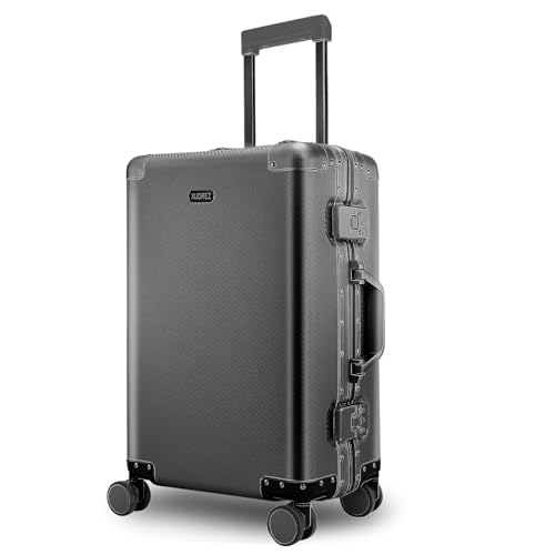 YYW All-Aluminum Carry-On Luggage, Lightweight for Business Travel, Drop-Proof Construction, Silent Wheels with Smooth Ride (Black,20 inch/35x21x56cm)