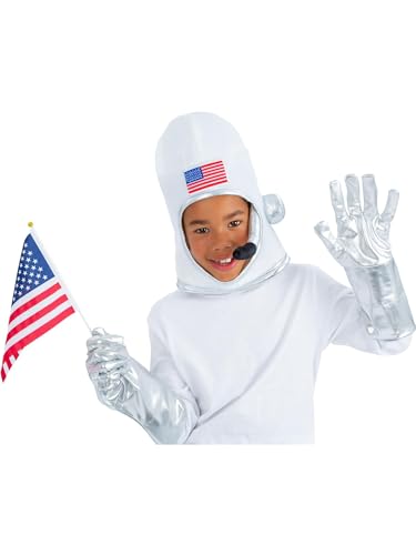 Smiffys Kit de astronauta, Casco de tela, guantes y bandera de EE. UU.