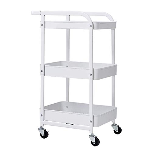 MTYLX Estantería extraíble para cocina, equipaje de estantes, decoración para casa, pequeño carro multifunción para salón, baño y canmove giratorio a 360 °, ruedas, 3 colores, blanco, 51,6 x 35 x 75,5