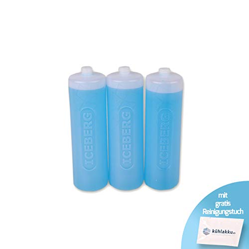 Acumuladores Redondos de 3 x 250 g, Capacidad de refrigeración de 12 h. Iceberg - Acumulador de frío para neveras o neveras, Color Azul Transparente con Bolsa de frío