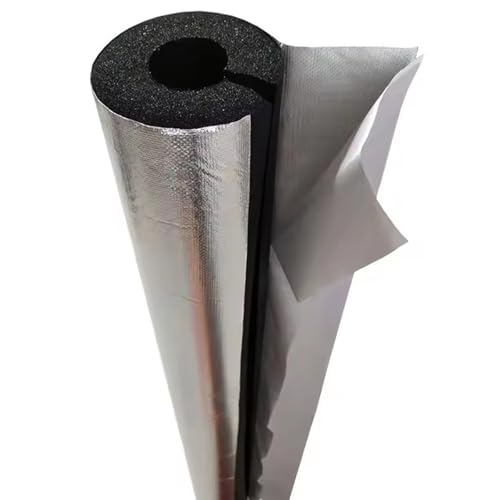 Aislamiento de Tuberías para Exterior Aislante Tubo Aire Acondicionado Coquilla Aislamiento de Aluminio Autoadhesivo Anticongelante Manguera Aislante de Caucho(DI22mm x E15mm x 0.95m)