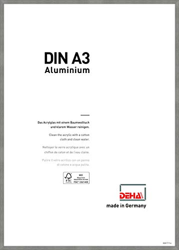 DEHA Aluminium Bilderrahmen Tribeca, 29,7x42 cm (A3), Struktur Grau Matt