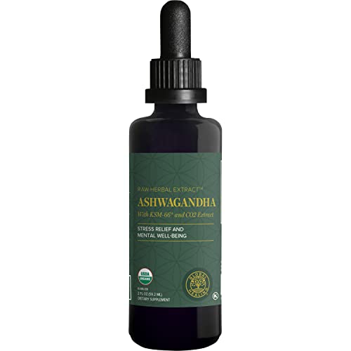 Global Healing Center - Organic Ashwagandha Supplements Drops - KSM-66 Ashwagandha Extra Strength for Men & Women Helps Promote Relief from Stress Mood Support Organic (2 Fl Oz)