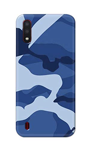 Image of Printed Hard Back Cover Case for Samsung Galaxy M01 Back Cover (Army Blue Pattern) -1302