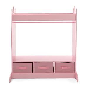   COSVALVE-Kids-Armoire-Dress-Up-Storage-wMirror-and-DrawersDress-up-ClosetCostume-Dress-up-Wardrobe-Pretend-Storage-Closet-wSide-Pocket-Top-Shelf-Shoes-StorageLovely-Pink-for-Girls-Room
