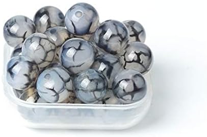 100Pcs Natural Stone 8mm Black Dragon Vein Agate Round Loose Gemstone Energy Healing Beads Hole Size 1mm DIY Smooth Beads for Bracelet Necklace Earrings Jewelry Making - Image 5