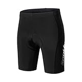 Santic Men's Cycling Shorts Padded Cycling Tights Men Bike Riding Bicycle Pants Padded Breathable with Pocket Black