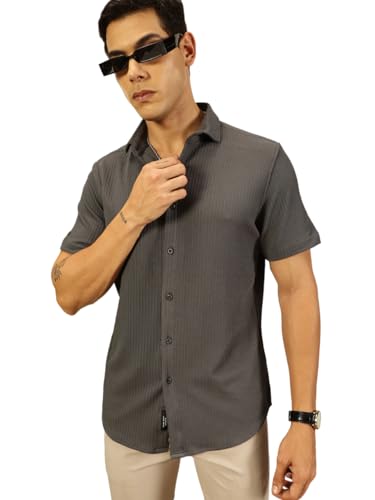 Image of Thomas Scott Men's | Solid | Half Sleeve | Slim Fit | Cotton Blend | Spread Collar | Casual Shirt