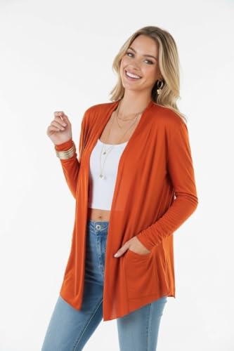 Image of ToBeInStyle Womens Open Front Long Sleeve Lightweight Asymmetrical Draped Cardigan with Side Pockets