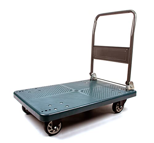 Plattformwagen Transportwagen klappbar Schwerlast 400KG Einhändig Falten Transporthilfe mit Rollen mit Mute Wheels Plattform-Trolley Den grauen Cover