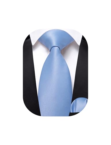 Image of Barry.Wang Boys Ties Pre-Tied Satin Solid Color Kids Tie Pocket Square Set Adjustable Formal Necktie Graduation School
