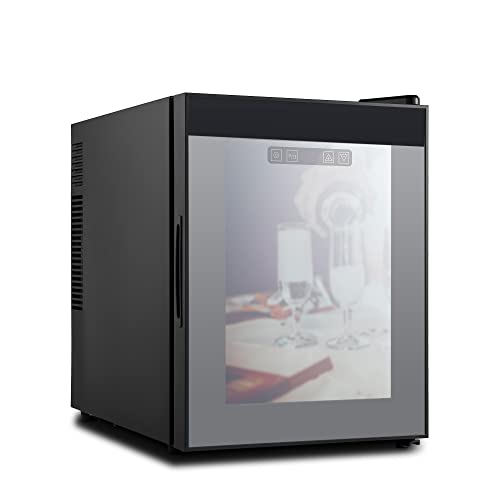 Vaykold 12 Bottle Wine Cooler Refrigerator |Thermoelectric Wine Fridge with Mirrored Glass Door | Freestanding Wine chiller for Home Bar, Small Kitchen, Apartment, Condo, Cottage, RV | Gray