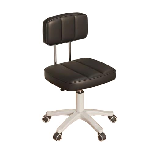 Taburete giratorio clásico ajustable con respaldo y ruedas, silla de salón rodante para el hogar y el spa, capacidad de 440 libras, ideal para el trabajo y el taller