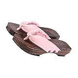 SOIMISS Zuecos De Madera Estilo Japonés Para Mujer Sandalias Altas Antideslizantes y Resistentes Cómodas Para Estar Casa y Uso Diario Color Rosa Puro Talla