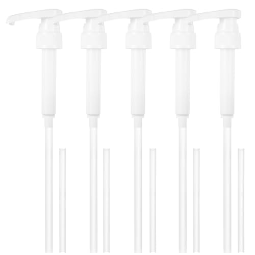 5 STK Dosierpumpe für Best Body Nutrition Vital Drink, Ersatz Sirup Pumpe, Wiederverwendbarer Pumpspender Sirupspender für 500ml/1000ml Flaschen,+ 5 Langen Schläuchen & 5 kurzen Schläuchen