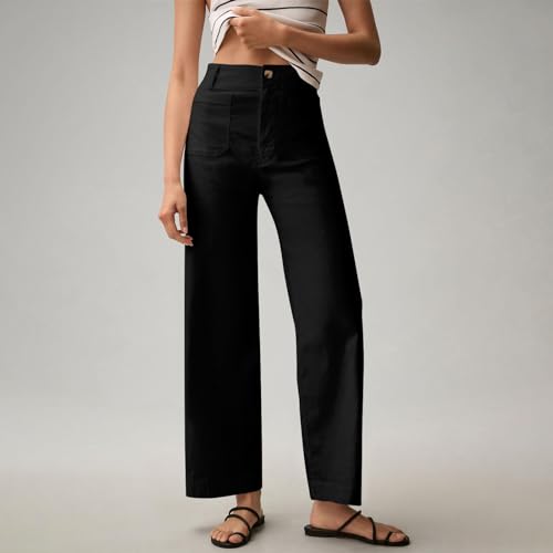 Wide Leg Work Pants Women Stretch Twill Back Elastic Waist Work Pants Business Casual Loose Fit Chino Pants Trousers2