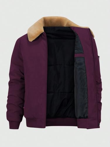 Image of GLASGO Men's Colorado Fleece-Lined Bomber Jacket || Winter Warm Stylish Casual Coat with Soft Collar & Zipper Closure