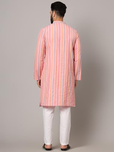 Image of LATEST CHIKAN Men's Cotton Regular Premium Long Kurta Full Sleeves - Casual Ethnic Wear