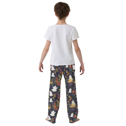 Boys' Pants Halloween Ghost Colorful Leaves Long Bottoms Jogger Pants Elastic Waist Trousers with Pockets S-XL3