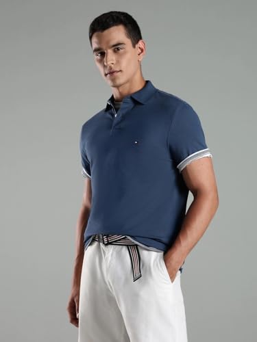 Image of Tommy Hilfiger Solid Regular Fit Cotton Polo T-Shirt